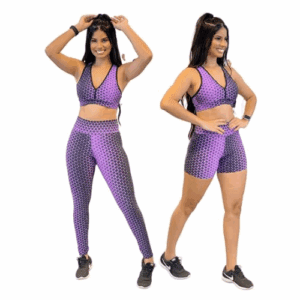 Conjunto 3 Pçs Roupa Academia Calça Shorts Top Nadador